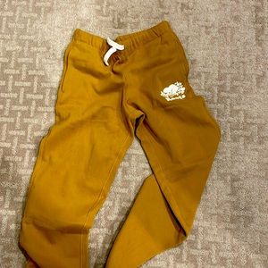 Never Warn/Never Washed Boys Roots sweatpants, mustard yellow.